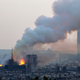 The Notre Dame cathedral burning in Paris on April 15, 2019.